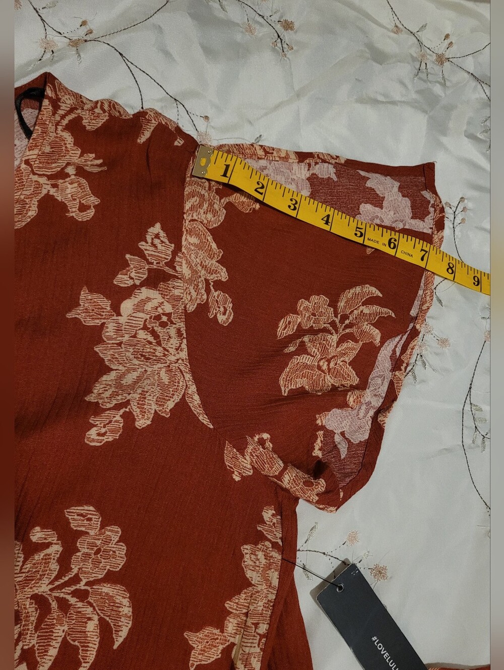 NWT Lulus Heart of Marigold Rust Red Floral Print Wrap Maxi Dress Size Medium - Picture 13 of 14